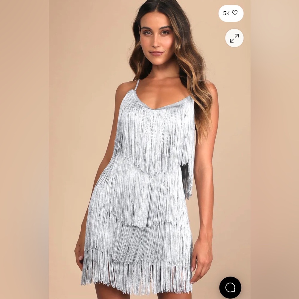 Get in the Groove Silver Sequin Fringe Bodycon Dress